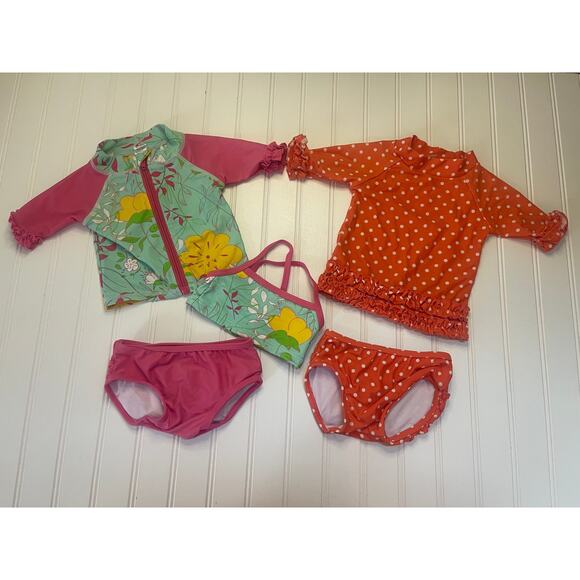 Ruffle Butts Swimsuit Bathing Suit Bundle Rash Guard 2 Piece Girls 3/6 Months - Picture 1 of 3